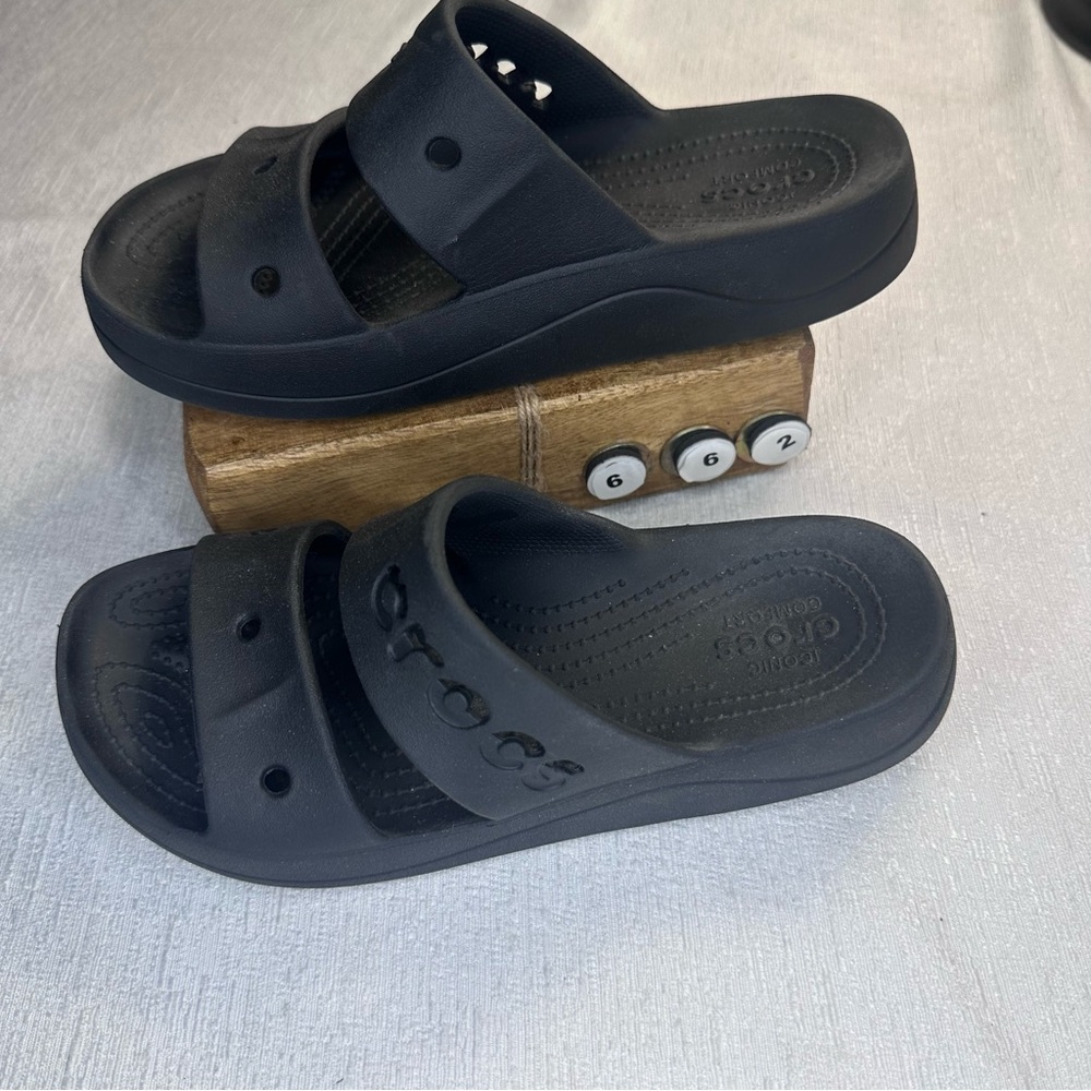 Iconic Black CROCS Comfort Women’s Slides Size W-7 (Actual fit for 5.5 - 6)